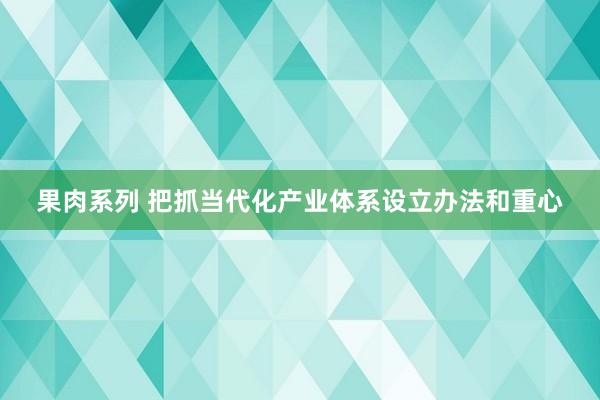 果肉系列 把抓当代化产业体系设立办法和重心
