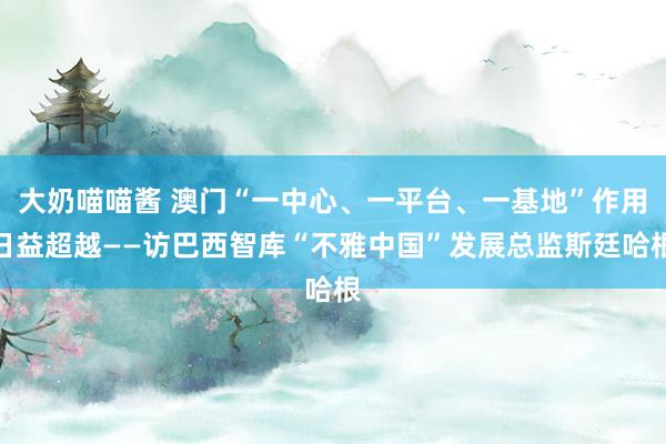 大奶喵喵酱 澳门“一中心、一平台、一基地”作用日益超越——访巴西智库“不雅中国”发展总监斯廷哈根