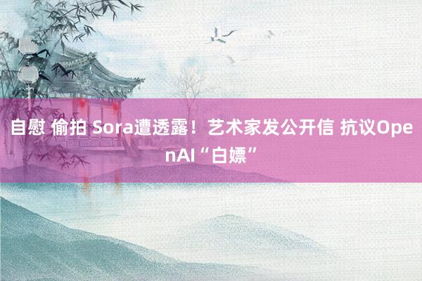 自慰 偷拍 Sora遭透露！艺术家发公开信 抗议OpenAI“白嫖”