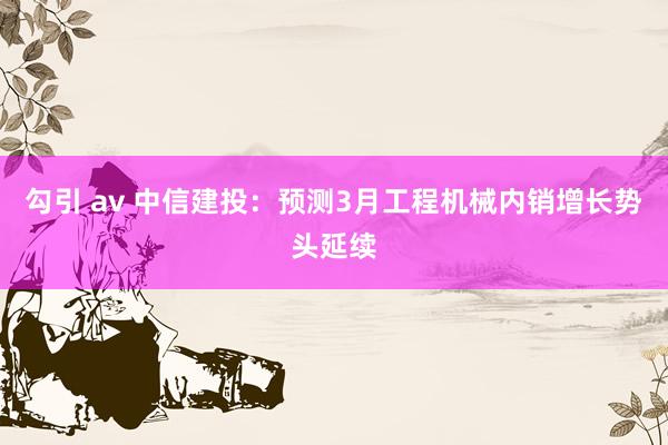 勾引 av 中信建投：预测3月工程机械内销增长势头延续